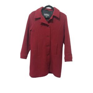 Woolrich Women's Wool Blend‎ Ruby Red Pea Coat Small